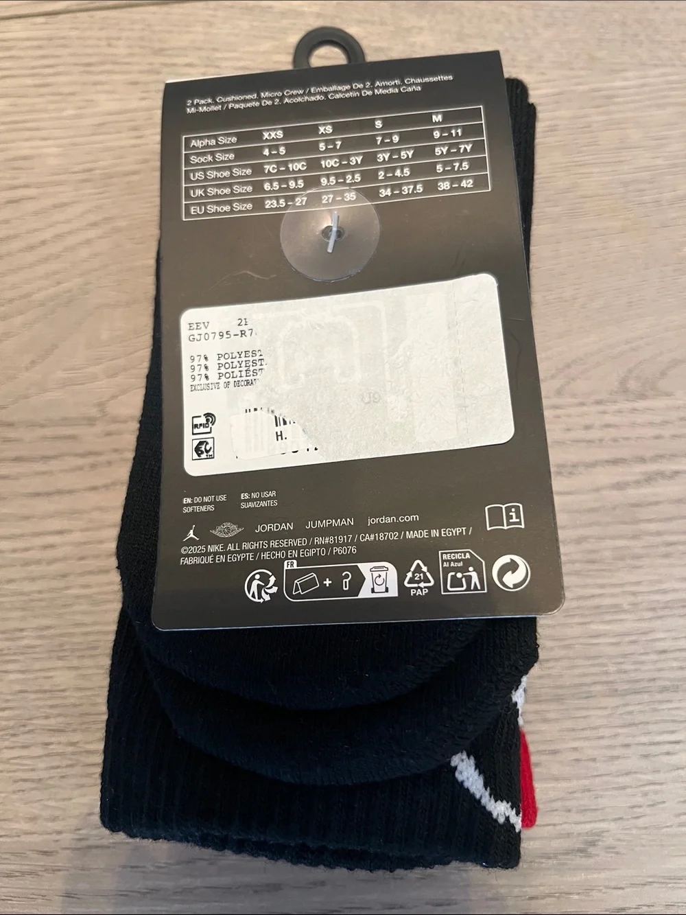 Youth Jordan Dri-fit 2 Pack Cushioned Micro Crew Socks